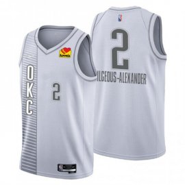 Oklahoma City Oklahoma City Thunder #2 Shai Gilgeous-Alexander Mens Nike Gray 2021/22 Swingman NBA Jersey – City Edition Mens