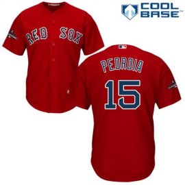 Boston Red Sox #15 Dustin Pedroia Red Cool Base 2018 World Series Champions Stitched Youth MLB Jersey