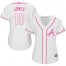 Atlanta Braves #10 Chipper Jones White/Pink Fashion Womens Stitched MLB Jersey
