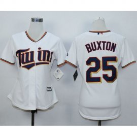 Minnesota Twins #25 Byron Buxton White Home Womens Stitched MLB Jersey