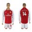 Arsenal #14 Walcott Red Home Long Sleeves Soccer Club Jersey