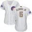 Chicago Cubs #5 Albert Almora Jr. White(Blue Strip) 2017 Gold Program Cool Base Womens Stitched MLB Jersey