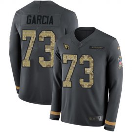 Nike Arizona Cardinals #73 Max Garcia Anthracite Salute to Service Mens Stitched NFL Limited Therma Long Sleeve Jersey