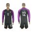 Portugal #12 Lopes Black Goalkeeper Long Sleeves Soccer Country Jersey