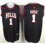Chicago Bulls 1 Derrick Rose Black Jersey White Number Cheap
