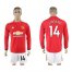 Manchester United #14 Lingard Red Home Long Sleeves Soccer Club Jersey