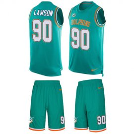 Nike Miami Dolphins #90 Shaq Lawson Aqua Green Team Color Mens Stitched NFL Limited Tank Top Suit Jersey