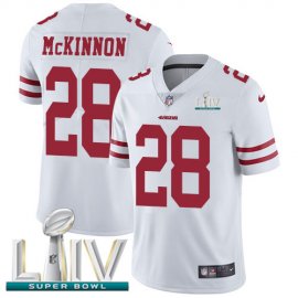 Nike San Francisco 49ers #28 Jerick McKinnon White Super Bowl LIV 2020 Youth Stitched NFL Vapor Untouchable Limited Jersey