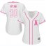 Los Angeles Angels #30 Nolan Ryan White/Pink Fashion Womens Stitched MLB Jersey