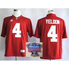 Alabama Crimson Tide 4 T.J Yeldon Red Limited College Football NCAA Jerseys 2014 All State Sugar Bowl Game Patch