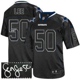 Nike Dallas Cowboys #50 Sean Lee Lights Out Black Mens Stitched NFL Elite Autographed Jersey