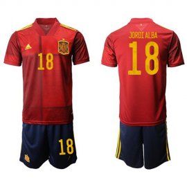 Spain #18 Jordi Alba Home Soccer Country Jersey