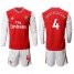 Arsenal #4 Mertesacker Red Home Long Sleeves Soccer Club Jersey