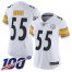 Nike Pittsburgh Steelers #55 Devin Bush White Womens Stitched NFL 100th Season Vapor Limited Jersey