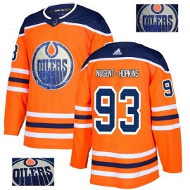 Adidas Edmonton Oilers #93 Ryan Nugent-Hopkins Orange Home Authentic Fashion Gold Stitched NHL Jersey