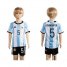 Argentina #5 Kranevitter Home Kid Soccer Country Jersey