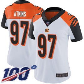 Nike Cincinnati Bengals #97 Geno Atkins White Womens Stitched NFL 100th Season Vapor Limited Jersey