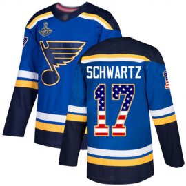 Adidas St. Louis Blues #17 Jaden Schwartz Blue Home Authentic USA Flag Stanley Cup Champions Stitched Youth NHL Jersey