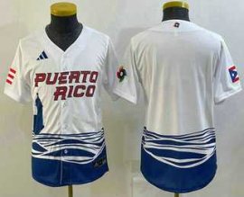 Youth Puerto Rico Baseball Blank 2023 White World Baseball Classic Stitched Jerseys
