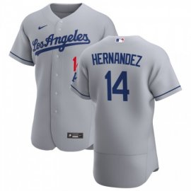 Los Angeles Dodgers #14 Enrique Hernandez Mens Nike Gray Road 2020 Authentic Team MLB Jersey