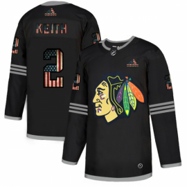 Chicago Blackhawks #2 Duncan Keith Adidas Mens Black USA Flag Limited NHL Jersey