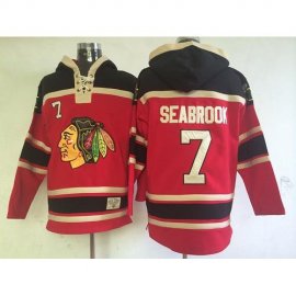 Chicago Blackhawks #7 Brent Seabrook Red Sawyer Hooded Sweatshirt Stitched NHL Jersey