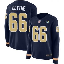 Nike Los Angeles Rams #66 Austin Blythe Navy Blue Team Color Womens Stitched NFL Limited Therma Long Sleeve Jersey