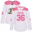 Adidas Anaheim Ducks #36 John Gibson White/Pink Authentic Fashion Womens Stitched NHL Jersey