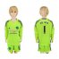 Manchester United #1 De Gea Shiny Green Goalkeeper Long Sleeves Kid Soccer Club Jersey