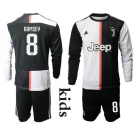 Juventus #8 Ramsey Home Long Sleeves Kid Soccer Club Jersey