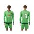Manchester United #13 Lindegaard Green Goalkeeper Long Sleeves Soccer Club Jersey