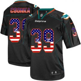 Nike Miami Dolphins #39 Larry Csonka Black Mens Stitched NFL Elite USA Flag Fashion Jersey