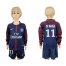Paris Saint-Germain #11 Di Maria Home Long Sleeves Kid Soccer Club Jersey
