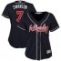 Atlanta Braves #7 Dansby Swanson Navy Blue Alternate Womens Stitched MLB Jersey