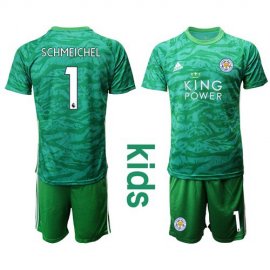 Leicester City #1 Schmeichel Green Goalkeeper Kid Soccer Club Jersey