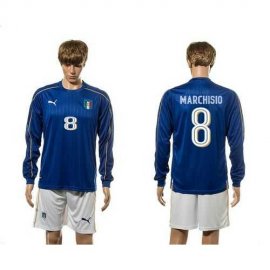 Italy #8 Marchisio Blue Home Long Sleeves Soccer Country Jersey