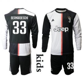 Juventus #33 Bernardeschi Home Long Sleeves Kid Soccer Club Jersey