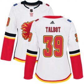 Adidas Calgary Flames #39 Cam Talbot White Road Authentic Womens Stitched NHL Jersey