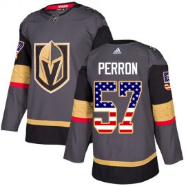 Adidas Vegas Golden Knights #57 David Perron Grey Home Authentic USA Flag Stitched NHL Jersey