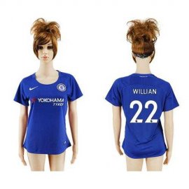 Womens Chelsea #22 Willian Home Soccer Club Jersey