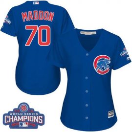 Chicago Cubs #70 Joe Maddon Blue Alternate 2016 World Series Champions Womens Stitched MLB Jersey
