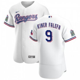 Texas Rangers #9 Isiah Kiner-Falefa Mens Nike White Home 2020 Authentic Patch Player MLB Jersey