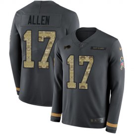 Nike Buffalo Bills #17 Josh Allen Anthracite Salute to Service Mens Stitched NFL Limited Therma Long Sleeve Jersey