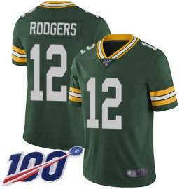 Nike Green Bay Packers #12 Aaron Rodgers Green Team Color Mens Stitched NFL 100th Season Vapor Limited Jersey