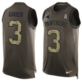 Nike Carolina Panthers #3 Will Grier Green Mens Stitched NFL Limited Salute To Service Tank Top Jersey