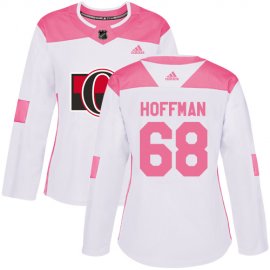 Adidas Ottawa Senators #68 Mike Hoffman White/Pink Authentic Fashion Womens Stitched NHL Jersey