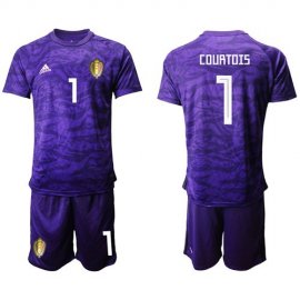 Belgium #1 Courtois Purple Goalkeeper Soccer Country Jersey