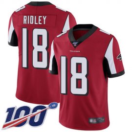 Nike Atlanta Falcons #18 Calvin Ridley Red Team Color Mens Stitched NFL 100th Season Vapor Limited Jersey