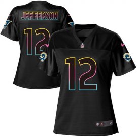 Nike Los Angeles Rams #12 Van Jefferson Black Womens NFL Fashion Game Jersey