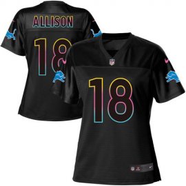Nike Detroit Lions #18 Geronimo Allison Black Womens NFL Fashion Game Jersey